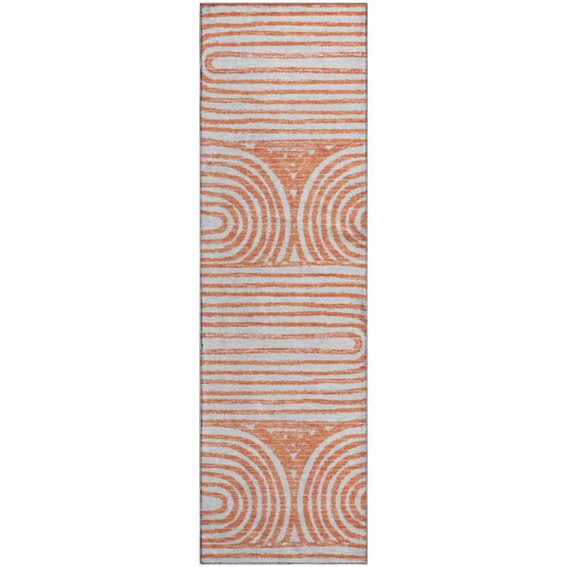 Premium Machine Washable Cerrito AMF540 Salmon Rug, Runner 2'3" x 7'6"