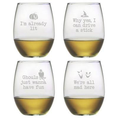 Shingleton Ghoul's Night Out 4 pièces 21 oz. Ensemble de verres à vin sans pied