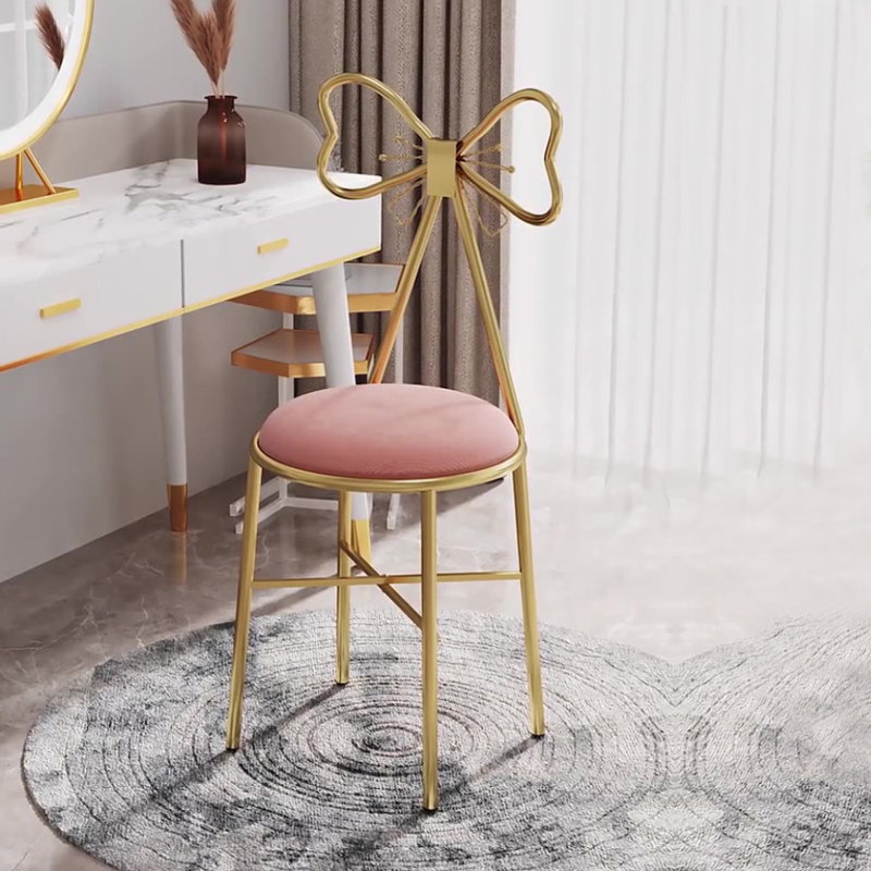 Tabouret de coiffeuse en flanelle / cuir 2 pièces