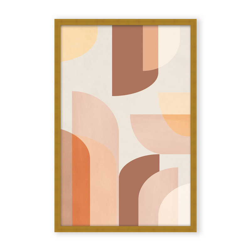 Abstract Retro Geometric by  - Picture Frame Graphic Art on Paper, 24" H x 16" W x 1.125" D, Brown, Framed Matted Print