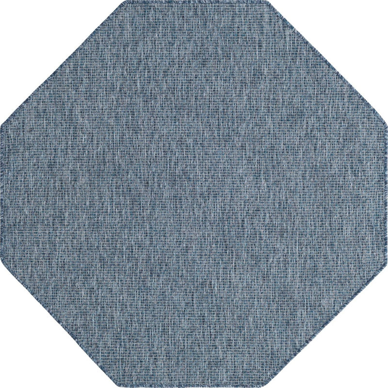 Tapis d'extérieur Unique Loom Collection Solid (Octogonal 5' Bleu/Bleu marine)