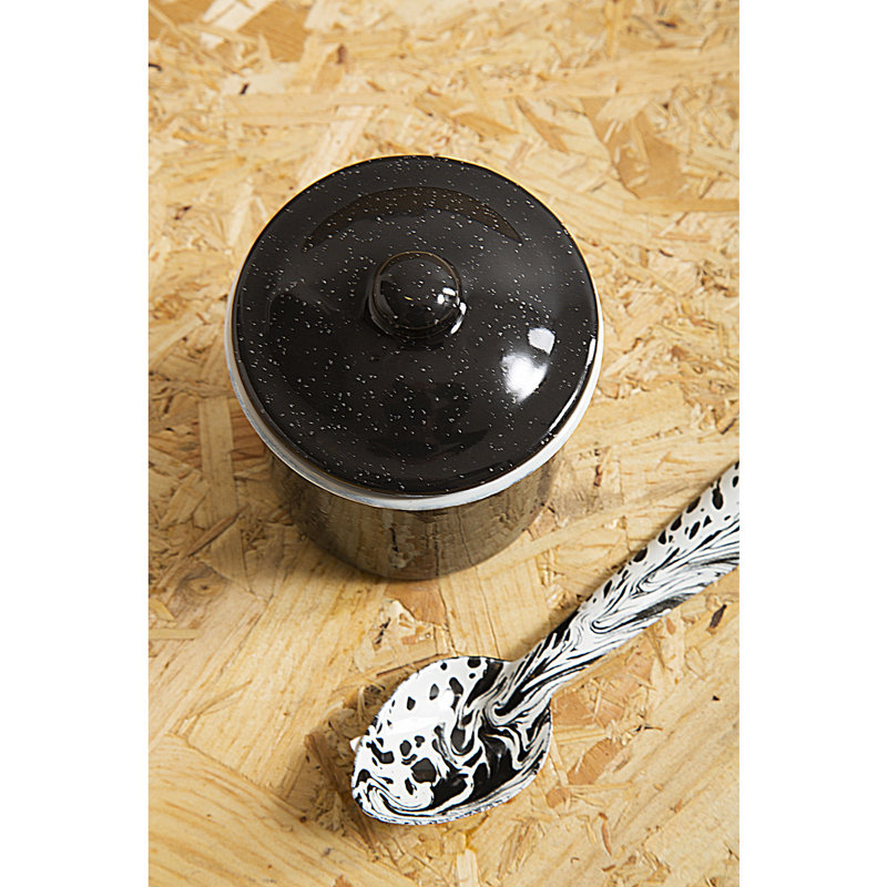 Kitchen Canisters & Storage Jars, 10cm H x 9cm W x 9cm D, Black/White