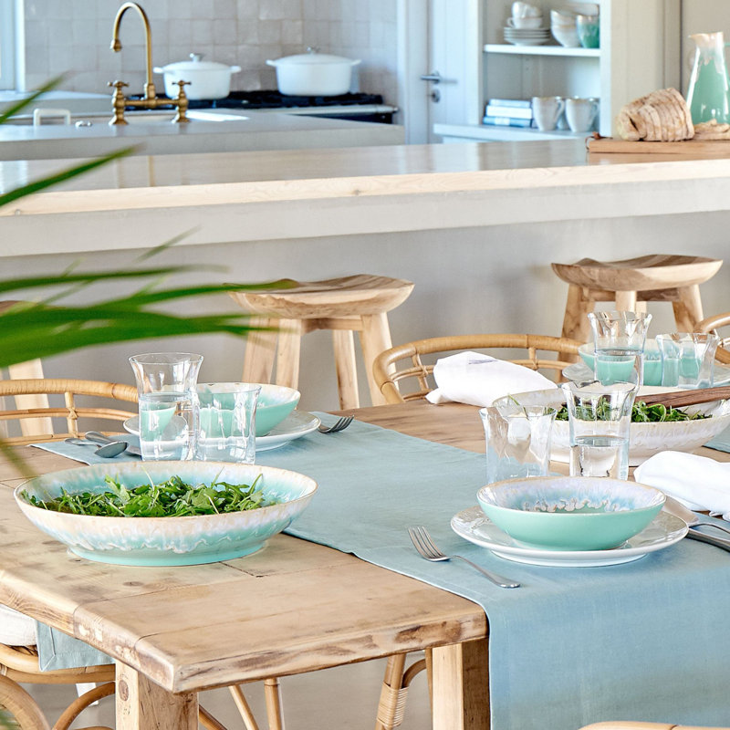 Taormina Fine Stoneware Pasta Bowl, Aqua Blue