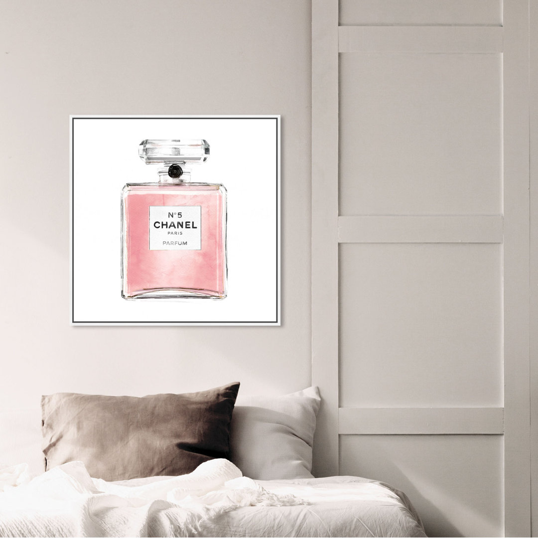 Fashion and Glam Blush Classic Perfume, Glam and Pastel - Floater Frame Graphic Art on Canvas Oliver Gal Prints