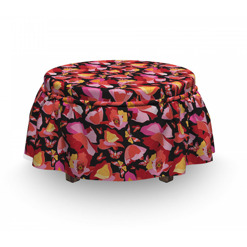Housse pour repose-pieds papillonss de fleurs