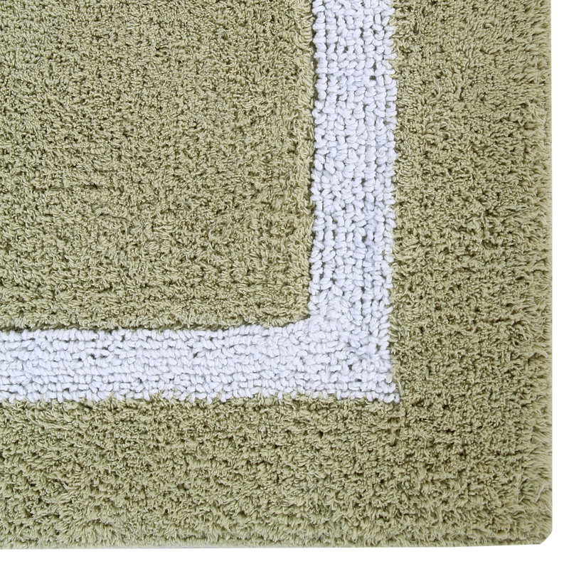 Sage and White Cotton Tufted Reversible Bath Rug Set