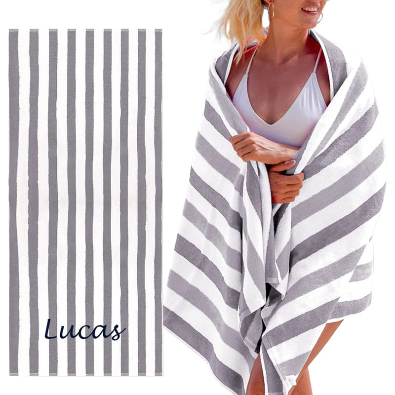 Serviette de plage 100% coton Ayomipo, Gris, Oui