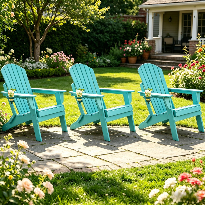 Foldable Outdoor Adirondack Chair, Aruba Blue