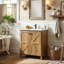 Meuble-lavabo de plancher pliant breveté de 30 po avec lavabo en céramique, armoire autoportante sans outil en 1 minute (chêne doré)-940489771