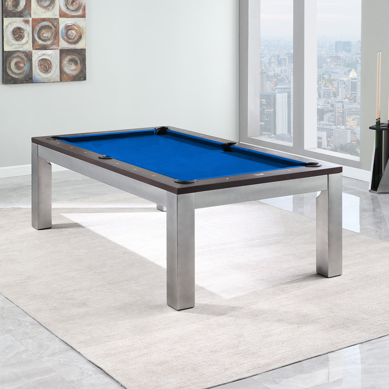 Playcraft Genoa 8' Slate Pool Table With Dining Top & Benches/Professional Installation Included, 7.5', Electric Blue