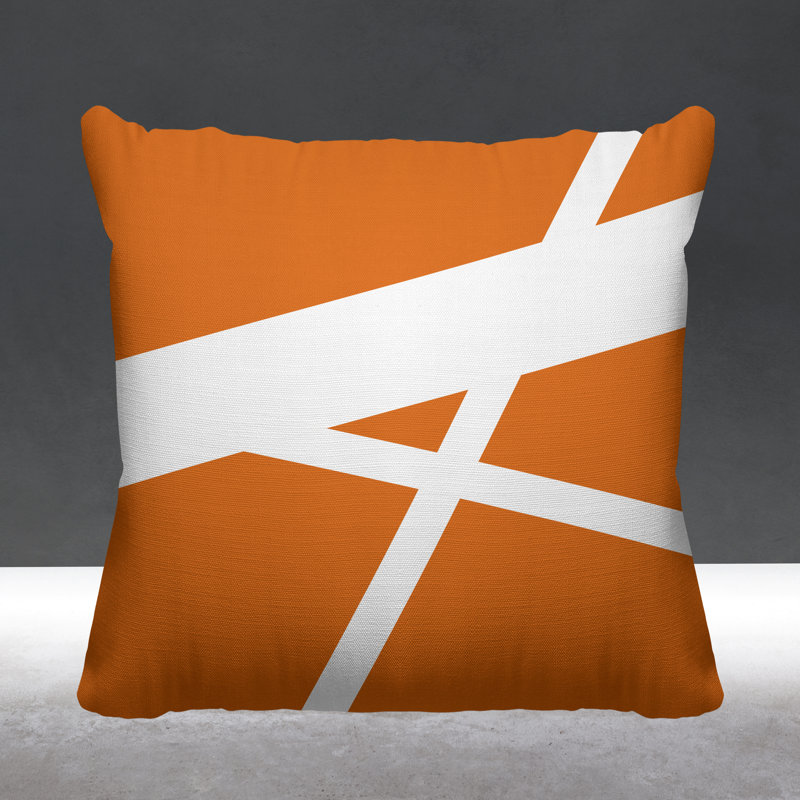Coussin décoratif intérieur / extérieur Seward Abstract Lines, L 15 po x H 15 po, Orange
