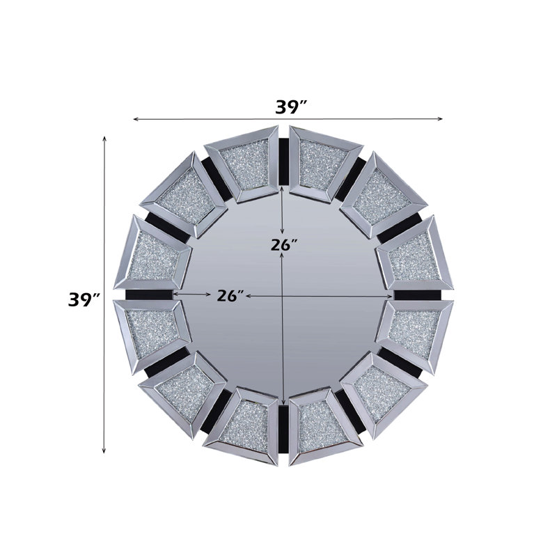 Miroir, miroir d'appoint en faux diamants (assemblé), 39" H x 1" W, MDF, Round