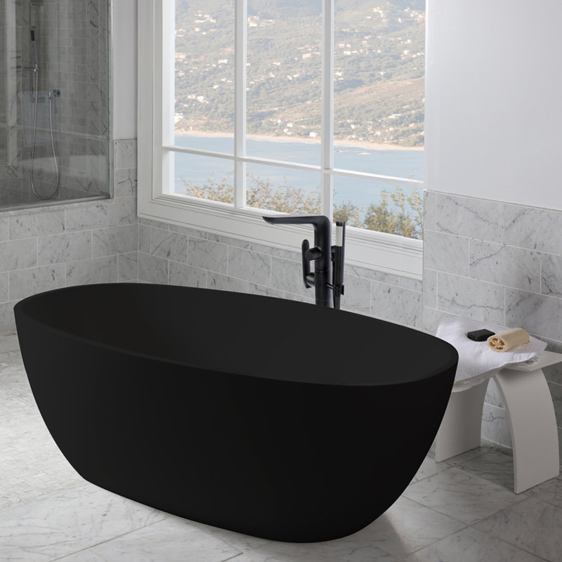 Flou Tub Filler with Diverter, Matte Black