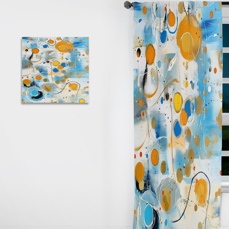 Rideau en velours moderne bleu sarcelle Combat IV abstrait et obscurcissant - 1 panneau, L 52 po x L 90 po