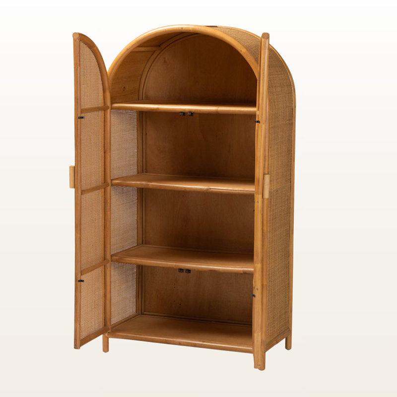 Armoire de rangement légère en rotin miel à 4 tablettes Atelier H 59,17 po x l 31,18 po x P 16,49 po Atelier