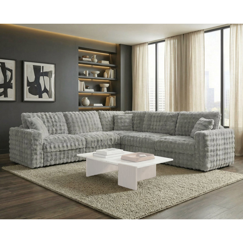 Canapé modulaire 6 pièces Cisneros, Silver Grey Fabric