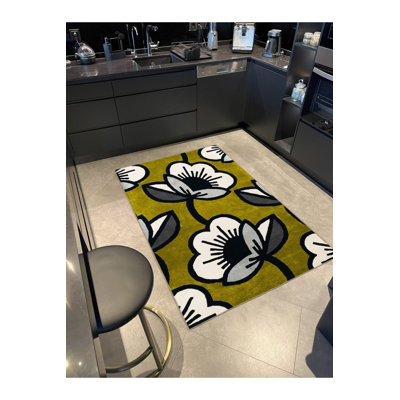 Tapis décoratif multicolore à motif floral rose