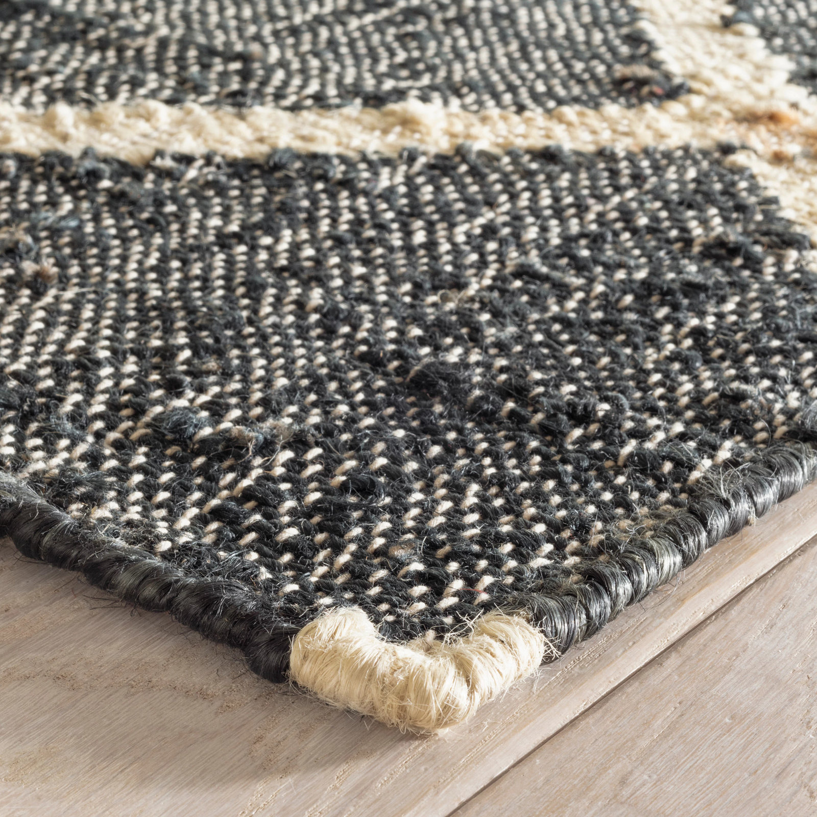 Kali Black Handwoven Jute Rug, Runner 2'6" x 8'