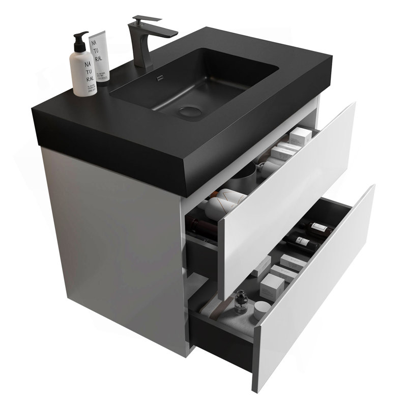 Meuble-lavabo élégant avec lavabo, offrant une élégance moderne et un rangement pratique