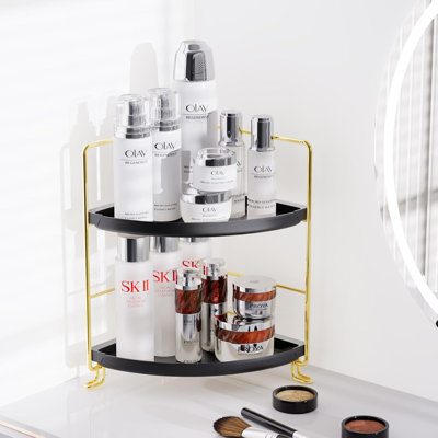 2-Tier Corner Bathroom Counter Organizer, Tool-Less Installation Vanity Shelf Small Plastics Countertop Makeup Tray Skincare Perfume Organizers -  Mercer41, 8D95C7849BED4FE79303DAED0A3CFCB2