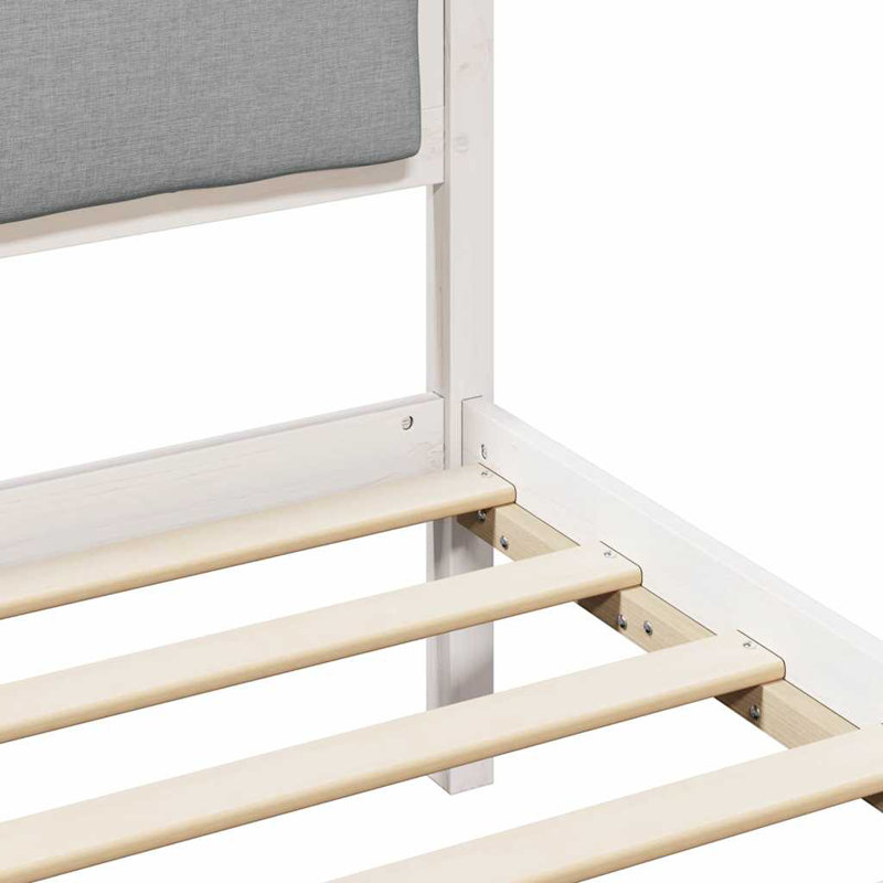 Solid Wood Bed Frame, European Double (140 x 200 cm), White/Light Grey
