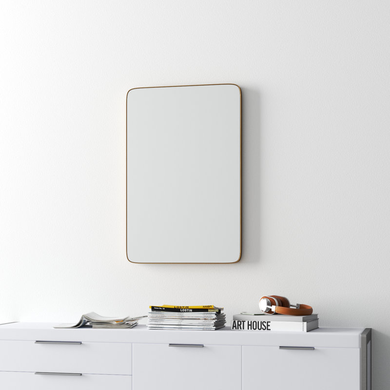 Gold Rectangular Metal Framed Wall Mirror