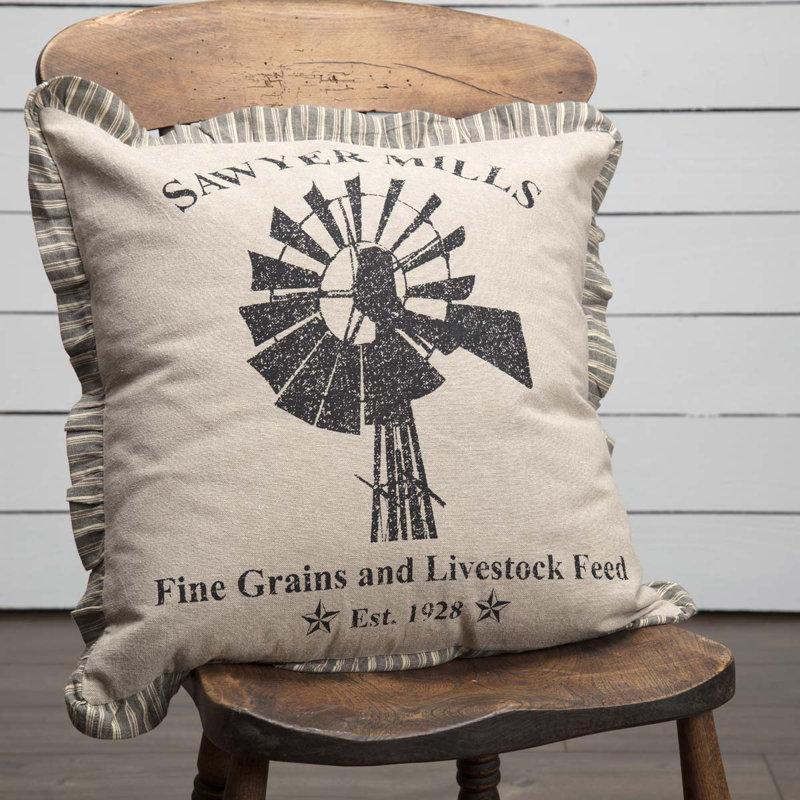 Housse et insert de coussin 100% coton Sawyer Mill Square, Kaki / Asphalte