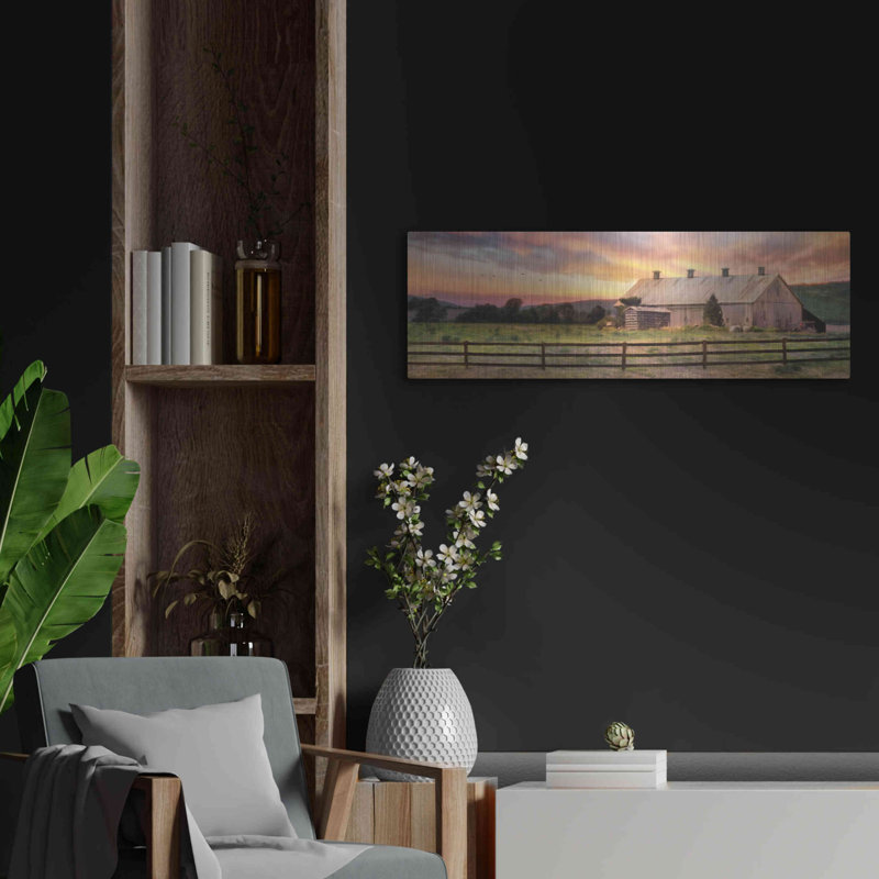 «Sunset in the Valley» par Lori Deiter, art mural en métal, H 12 po x l 36 po