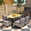 Outsunny 7-Piece Rattan Garden Dining Set 6 Seater with Seat Cushions Grey