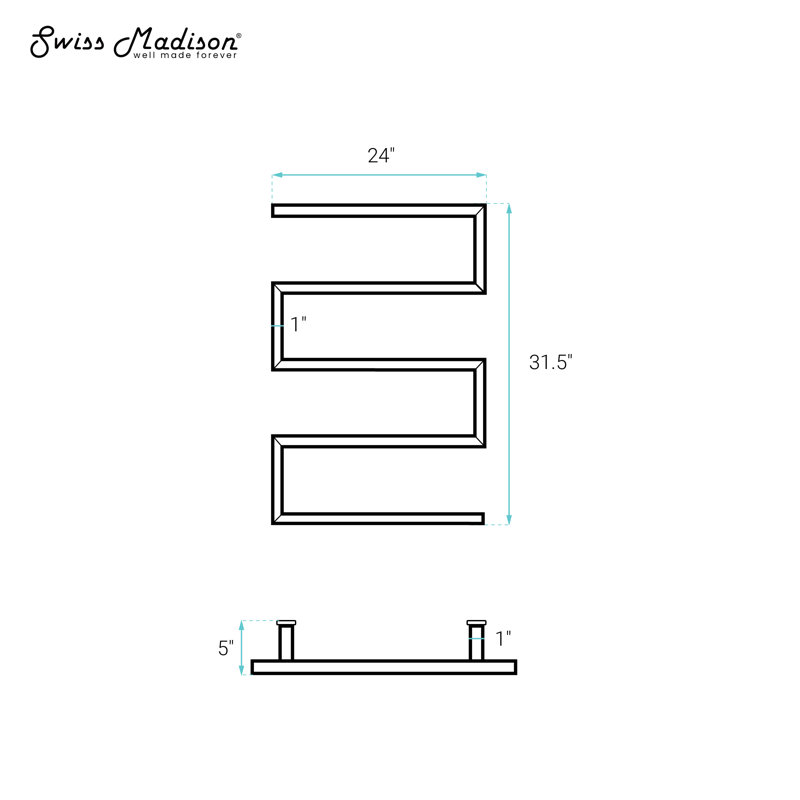 Chauffe-serviettes électrique Voltaire 5 barres en or brossé, Or brossé