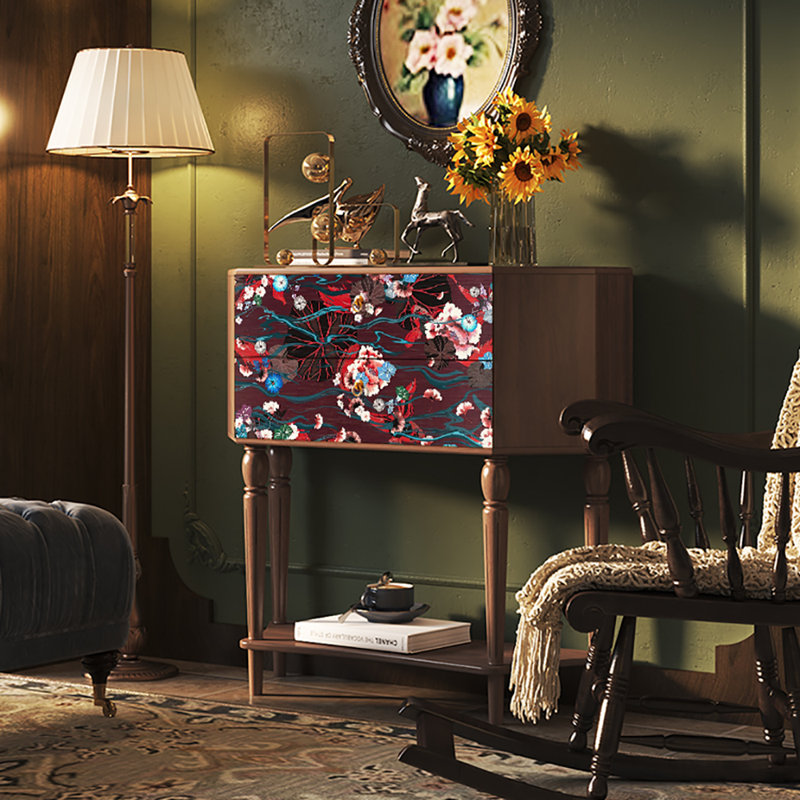 Buffet 33,5 po à deux tiroirs de style rétro, Brown