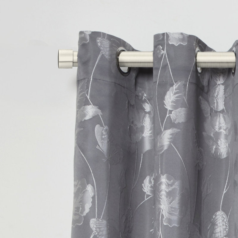 Full Stop Extendable Eyelet Curtain Pole and Hardware Set, 1.2 - 2.1m, Brushed Silver