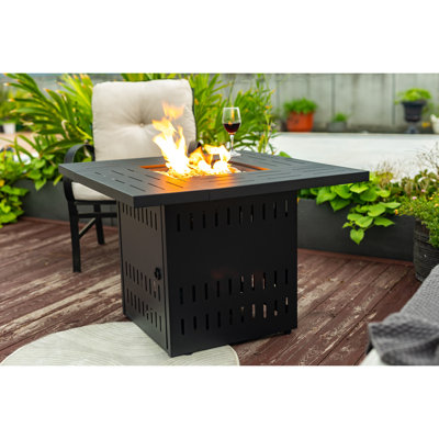 Table de foyer d'extérieur pour jardin, acier 34 pouces, 50 000 sorties de chaleur, acier noir 34 pouces, pour terrasse