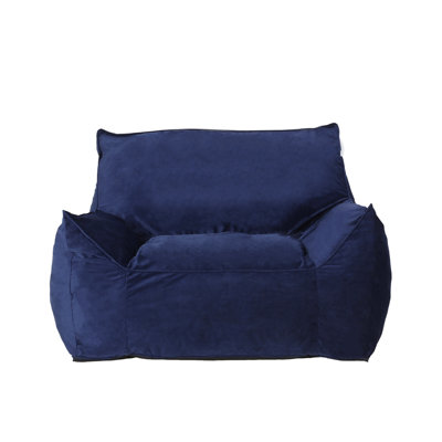 Navy Blue Bean Bag Chair With - Modern Comfort Chair. Foam Filled For Optimal Comfort. Removable Cover Zipper Lock. 42 In Depth, 40 Width, 32 Height, 53 Lb. 16 Package 48 55 Lb Weight Stylish And