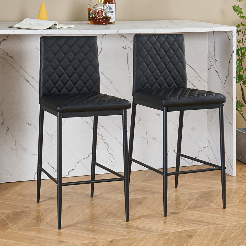 Rolands Upholstered Counter Stool with Metal Frame, Black
