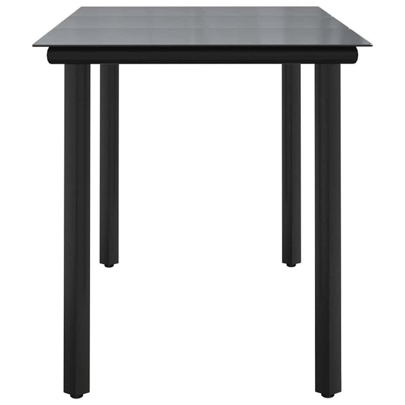Mobilier de salle à manger moderne et durable en acier trempé noir et verre trempé