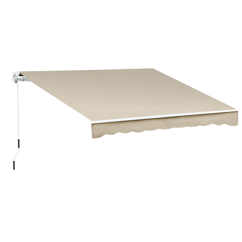 Manual Retraction Slope Patio Awning, Beige, 156" W  x 96" D