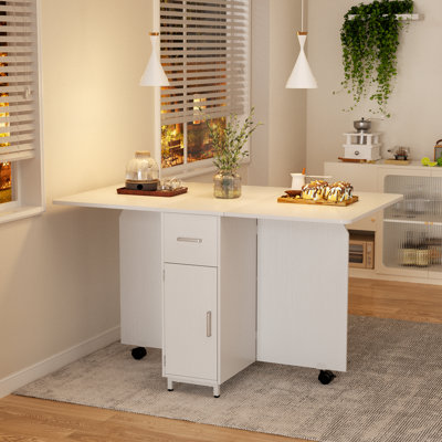 Folding Dining Table with Drawers and Cabinets