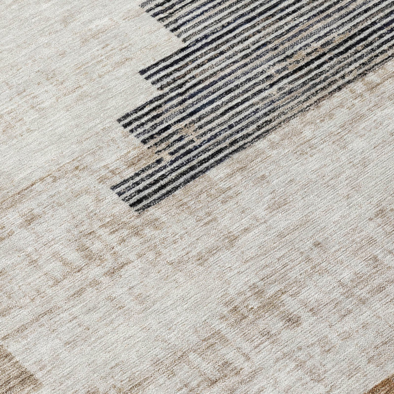 Machine Washable Indoor/Outdoor Xhevrie Paprika Rug, Rectangle 3' x 5'