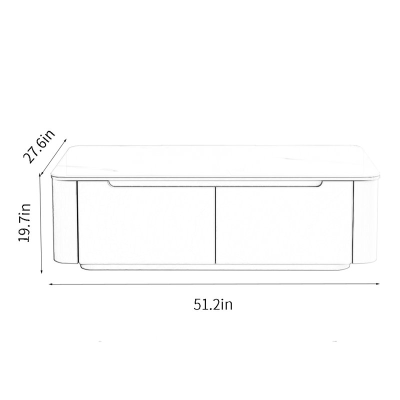 Modern simple coffee table, 19.7" H x 51.2" L x 27.6" W, White 