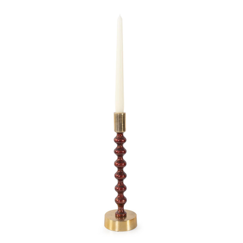 Sharma Crimson Gold Rounded Candlestick- Tall, 12" H x 4" W x 4" D
