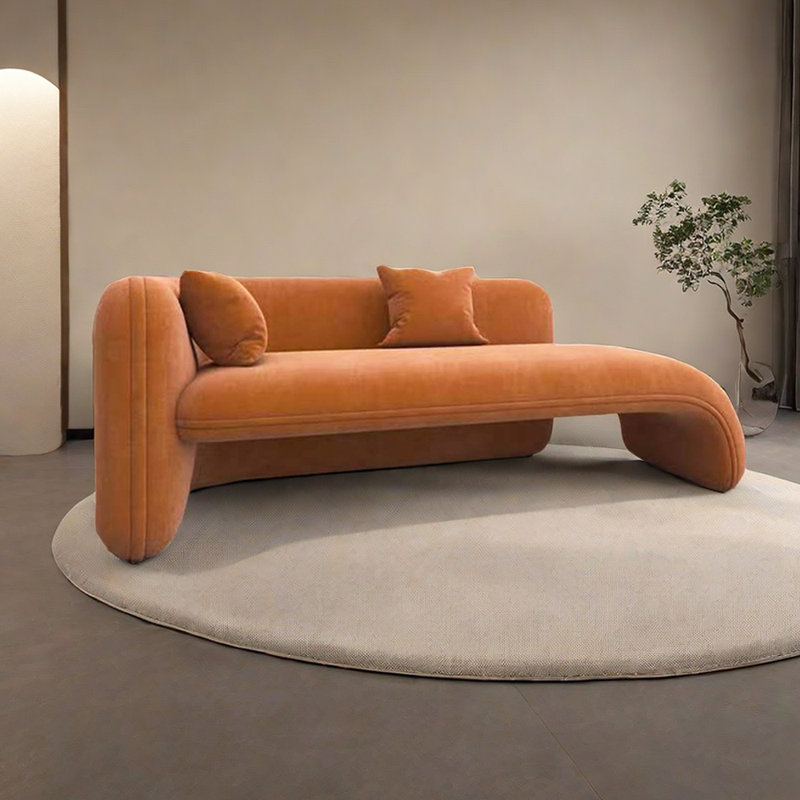 Chaise longue rembourrée Svetlin, Orange, Accoudoir à gauche (vu de face)