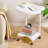 Side Table With Wheels,C Shaped White End Table,Small Side Table For Couch Sofa Table,Round Coffee Table,Mobile Standing Desk,Tall Tv Tray Table For Living Room,Bedroom,Metal Frame