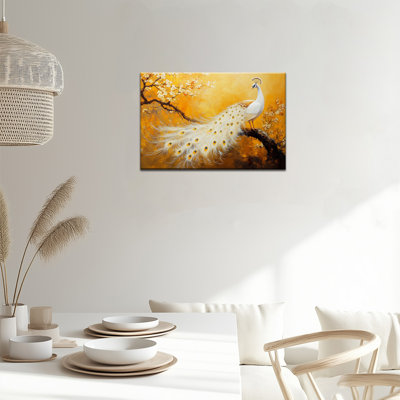 Adriah Elegant Peacock, reproduction d'art sur toile, paon moderne, affiche murale, prête à être accrochée