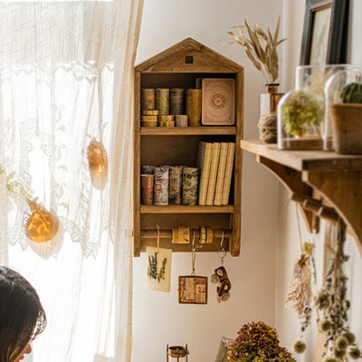 2 tablettes murales en bois massif, présentoir à décor moderne pour chambre à coucher, salle de bain, cuisine, salon