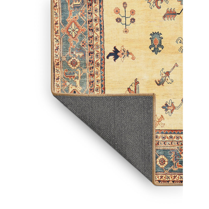 Tapis beige/rouge traditionnel, Rectangle 7 pi x 10 pi