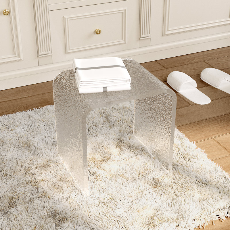 Clear Acrylic Shower Bench, Non-Slip Bathroom Stool , Seat beside the Bathtub Holds up to 176 lbs