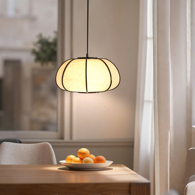 Soft Pumpkin-shaped Drum Round Fabric Pendant Light