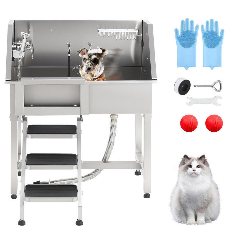 118cm H x 96.5cm W x 90.5cm D Stainless Steel Grooming Tub