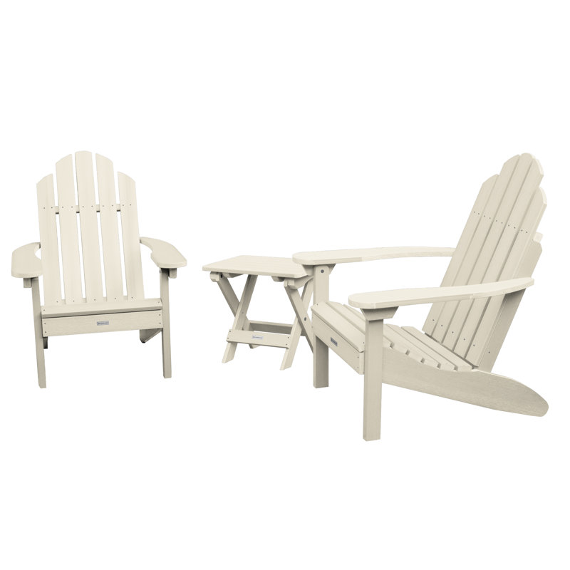 Anette Outdoor Adirondack Chair With Table, Whitewash